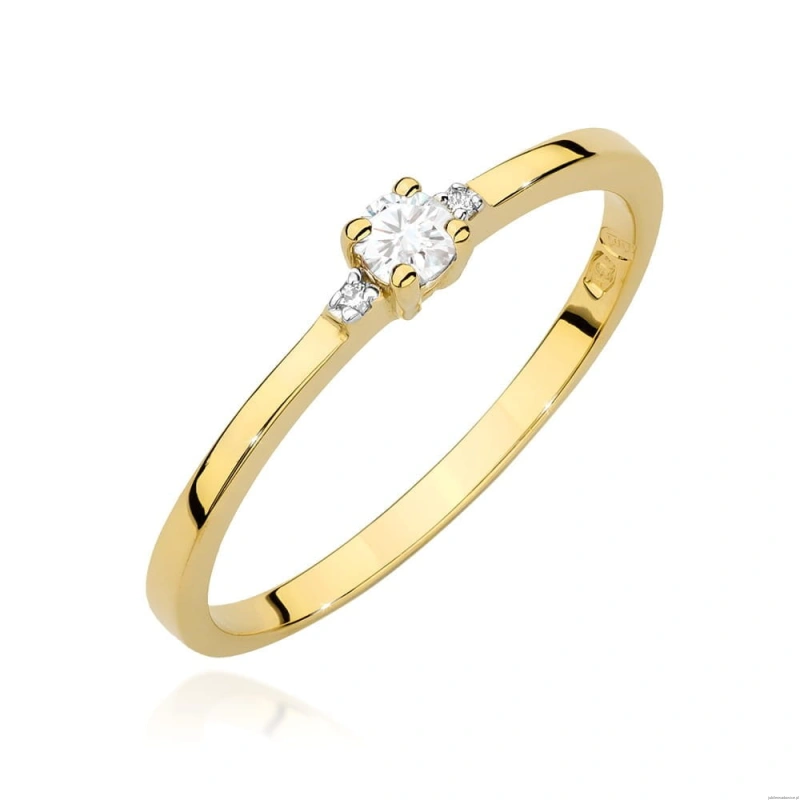 Pierścionek W0464 Diament 0,10ct żółte złoto