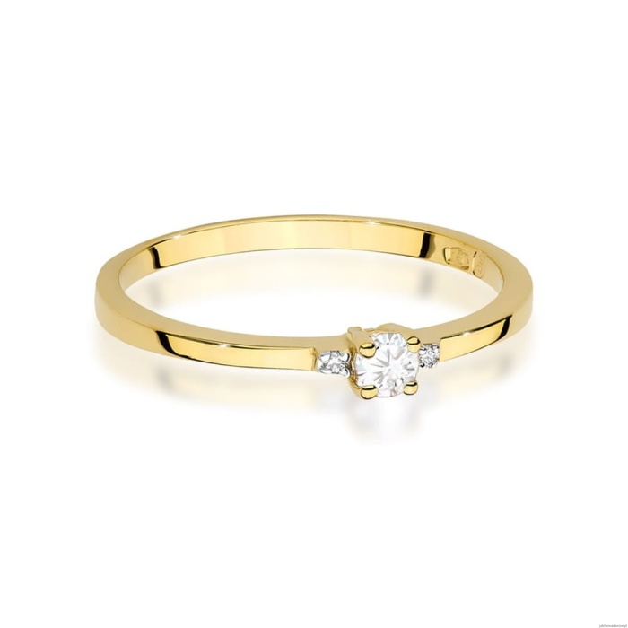 Pierścionek W0464 Diament 0,10ct żółte złoto