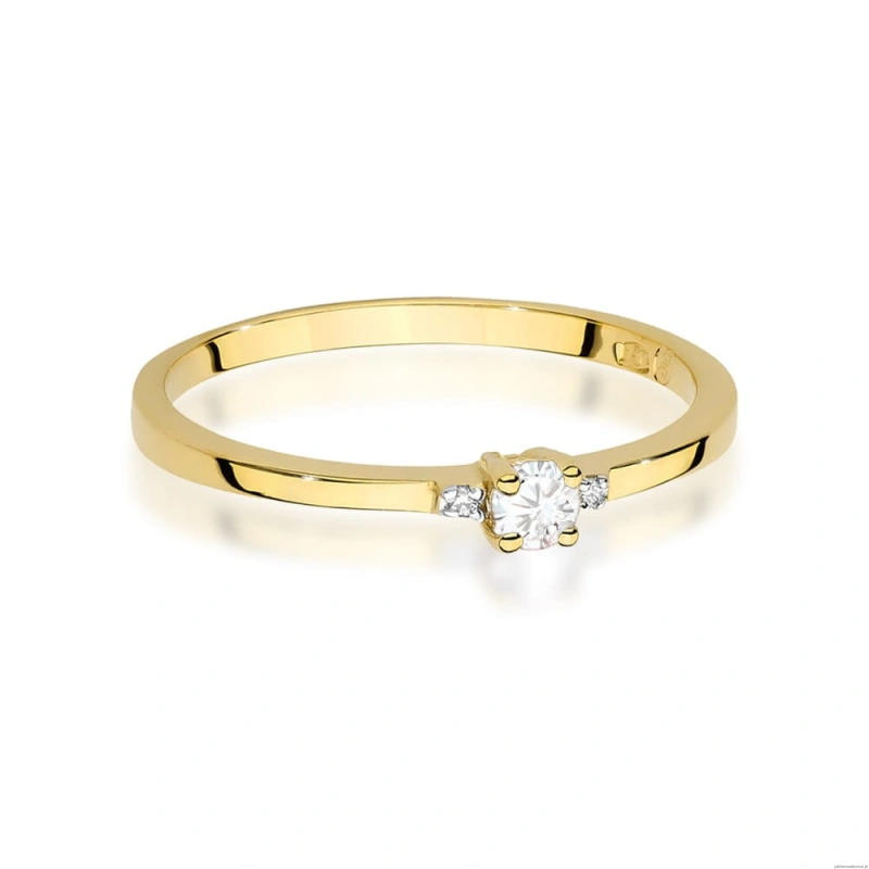 Pierścionek W0464 Diament 0,10ct żółte złoto
