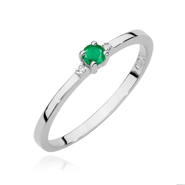 Pierścionek W0464 Szmaragd 0,15ct białe złoto
