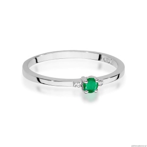 Pierścionek W0464 Szmaragd 0,15ct białe złoto