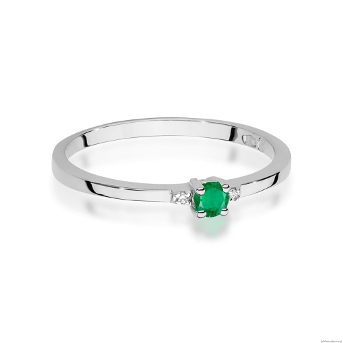 Pierścionek W0464 Szmaragd 0,15ct białe złoto
