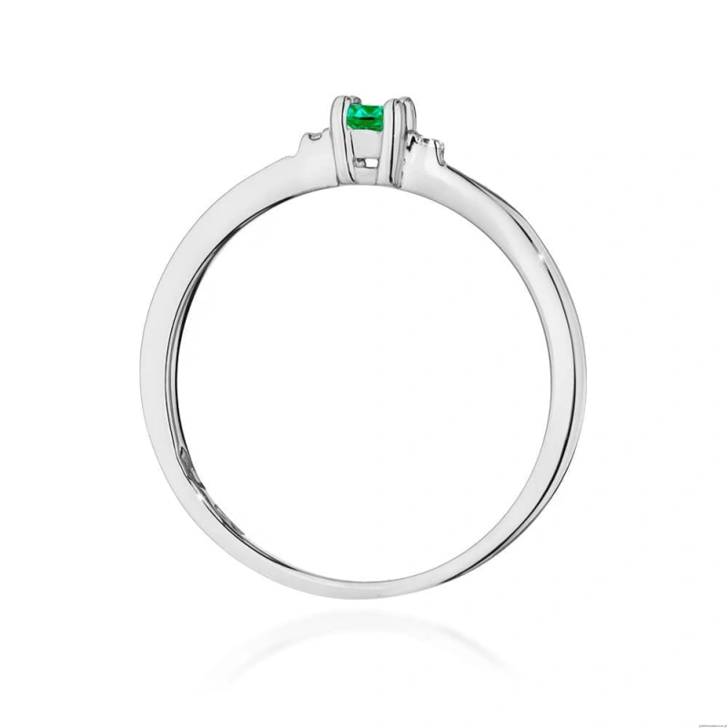 Pierścionek W0464 Szmaragd 0,15ct białe złoto