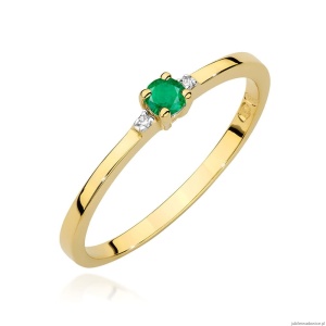 Pierścionek W0464 Szmaragd 0,15ct żółte złoto