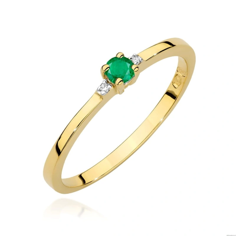 Pierścionek W0464 Szmaragd 0,15ct żółte złoto
