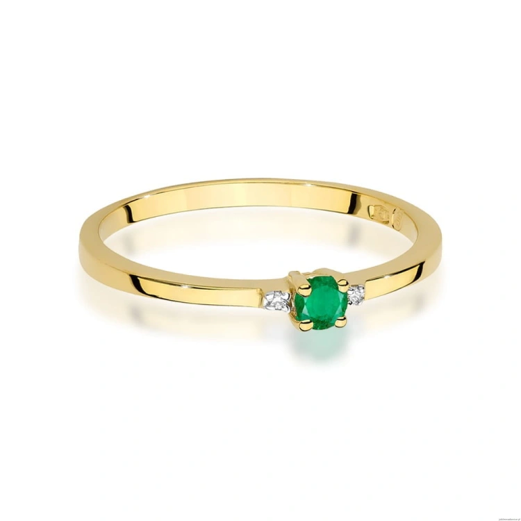 Pierścionek W0464 Szmaragd 0,15ct żółte złoto