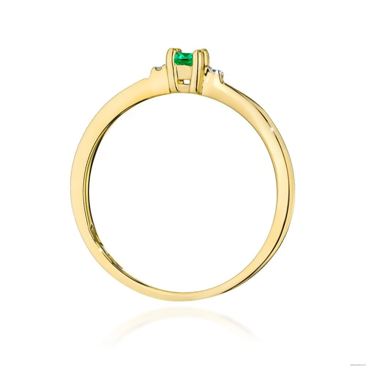 Pierścionek W0464 Szmaragd 0,15ct żółte złoto