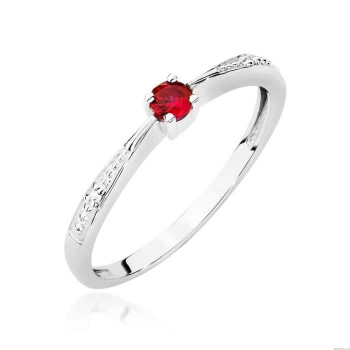 Pierścionek W0465 Rubin 0,15ct białe złoto