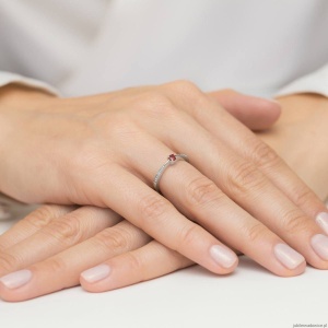 Pierścionek W0465 Rubin 0,15ct białe złoto