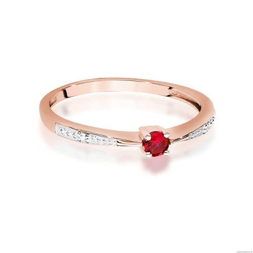Pierścionek W0465 Rubin 0,15ct różowe złoto