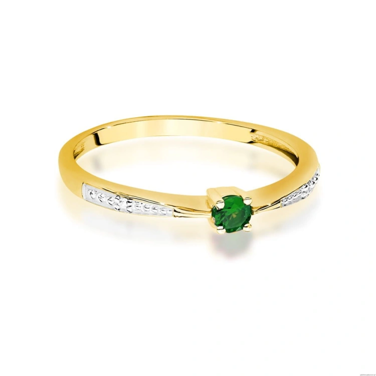 Pierścionek W0465 Szmaragd 0,15ct żółte złoto
