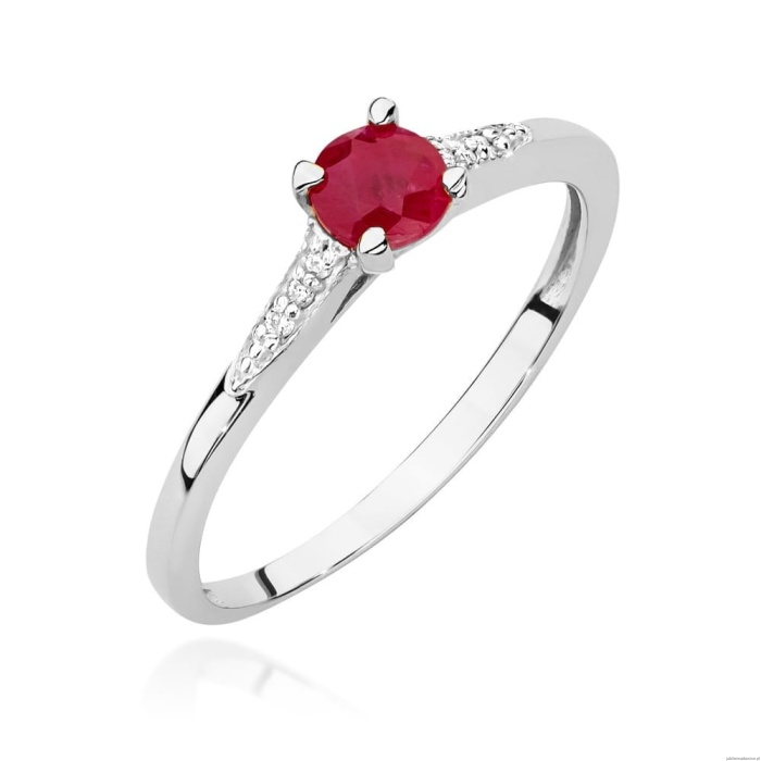 Pierścionek W0466 Rubin 0,30ct białe złoto
