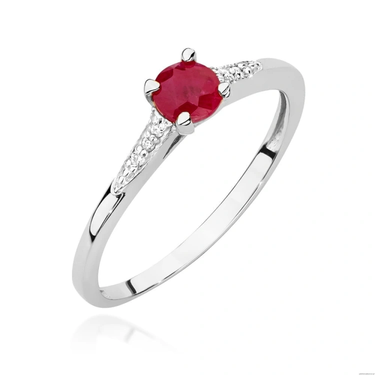 Pierścionek W0466 Rubin 0,30ct białe złoto