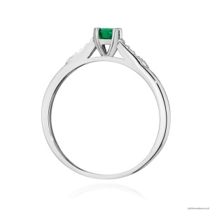 Pierścionek W0466 Szmaragd 0,30ct białe złoto