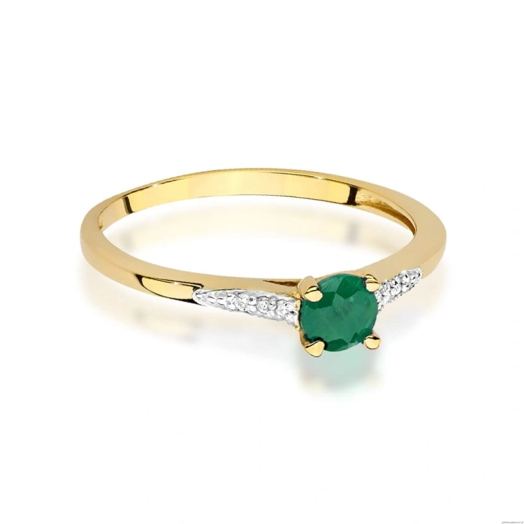Pierścionek W0466 Szmaragd 0,30ct żółte złoto
