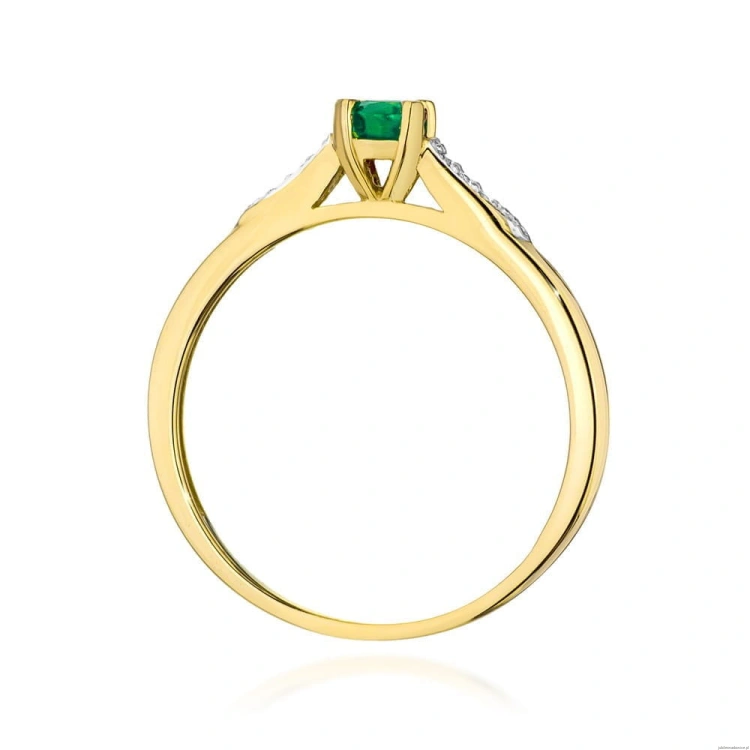 Pierścionek W0466 Szmaragd 0,30ct żółte złoto