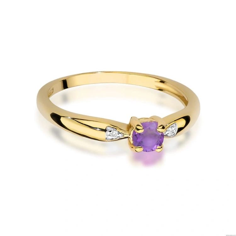 Pierścionek W0469 Ametyst 0,10ct żółte złoto