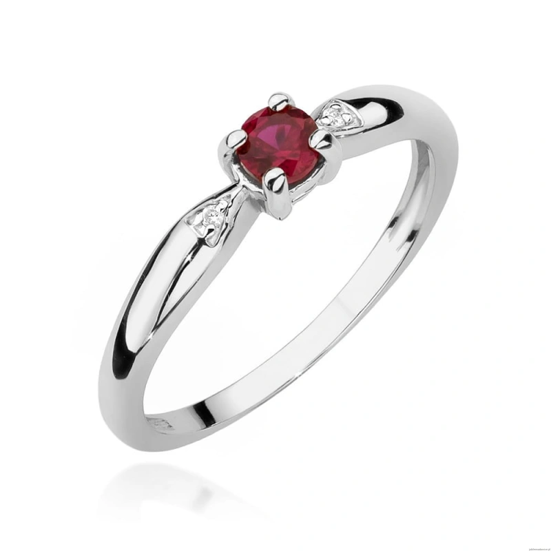 Pierścionek W0469 Rubin 0,15ct białe złoto