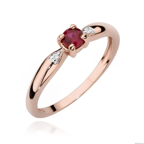Pierścionek W0469 Rubin 0,15ct różowe złoto