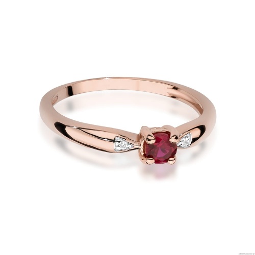 Pierścionek W0469 Rubin 0,15ct różowe złoto