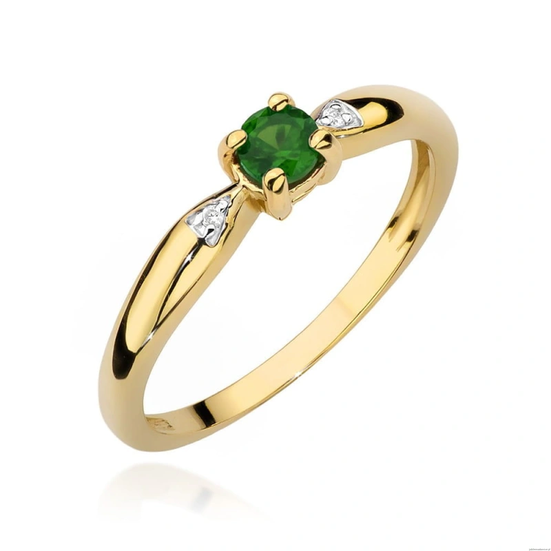 Pierścionek W0469 Szmaragd 0,15ct żółte złoto