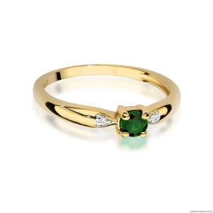 Pierścionek W0469 Szmaragd 0,15ct żółte złoto