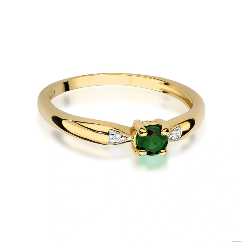 Pierścionek W0469 Szmaragd 0,15ct żółte złoto