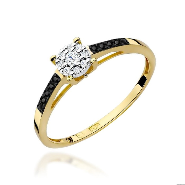 Pierścionek W055 Diament 0,08ct żółte złoto