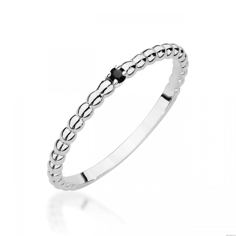 Pierścionek W0601 Czarny Diament 0,02ct białe złoto