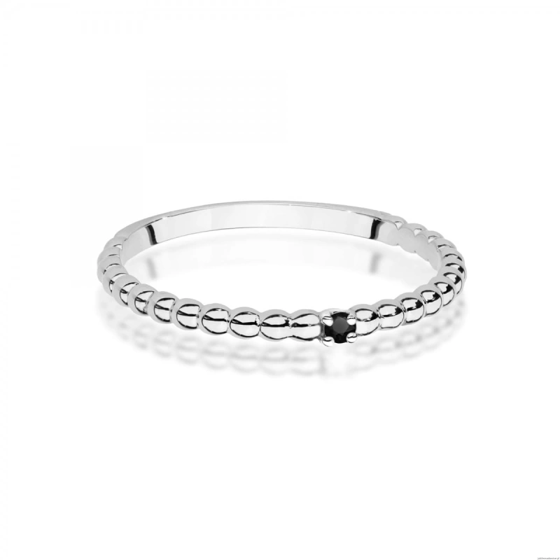 Pierścionek W0601 Czarny Diament 0,02ct białe złoto
