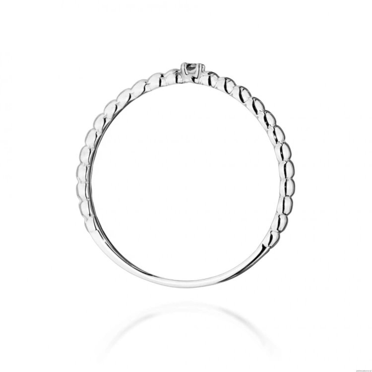 Pierścionek W0601 Czarny Diament 0,02ct białe złoto