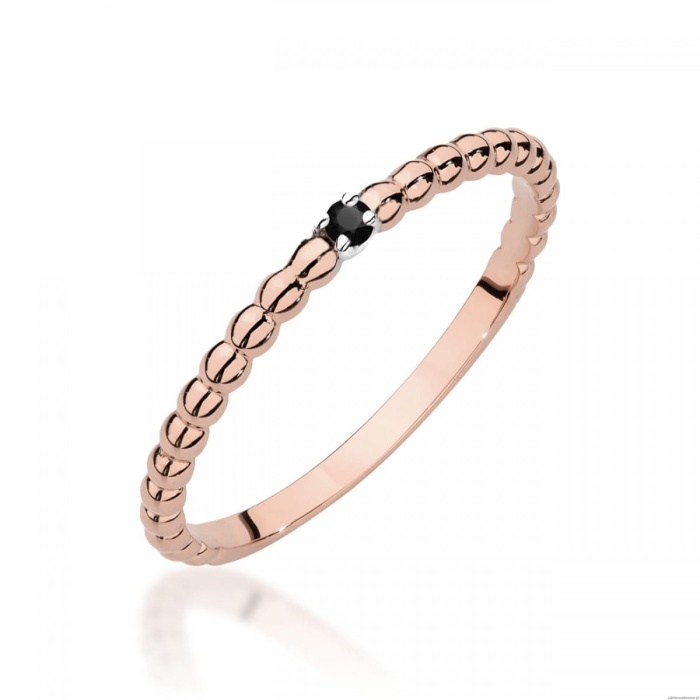Pierścionek W0601 Czarny Diament 0,02ct białe złoto