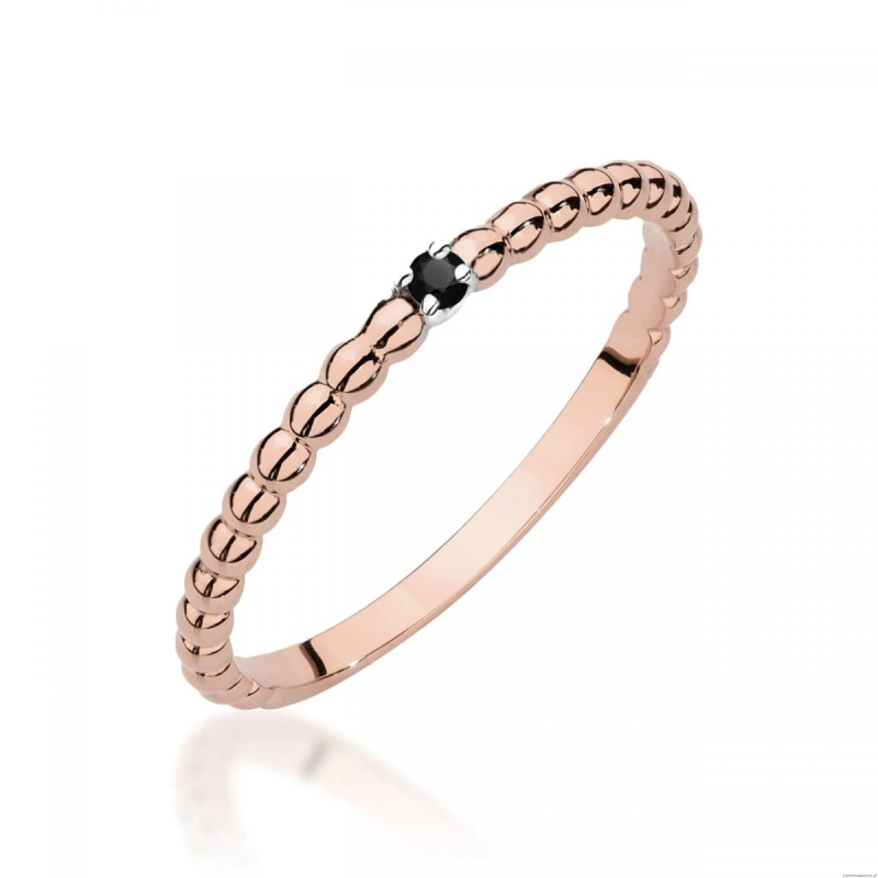 Pierścionek W0601 Czarny Diament 0,02ct białe złoto