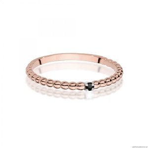 Pierścionek W0601 Czarny Diament 0,02ct białe złoto