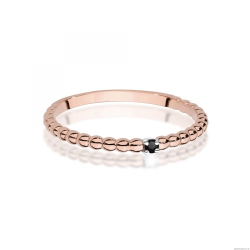 Pierścionek W0601 Czarny Diament 0,02ct białe złoto