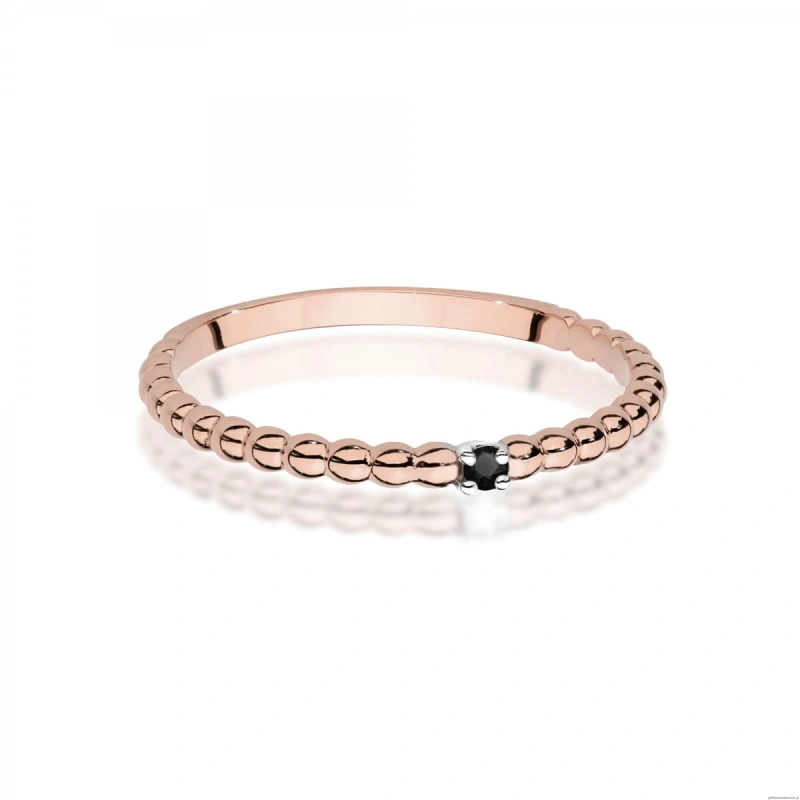 Pierścionek W0601 Czarny Diament 0,02ct białe złoto