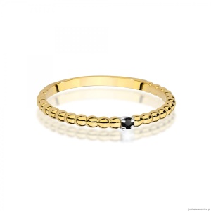 Pierścionek W0601 Czarny Diament 0,02ct żółte złoto
