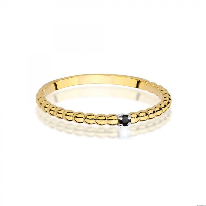 Pierścionek W0601 Czarny Diament 0,02ct żółte złoto