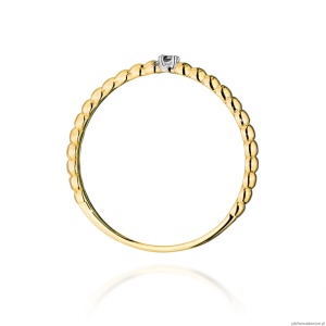 Pierścionek W0601 Czarny Diament 0,02ct żółte złoto
