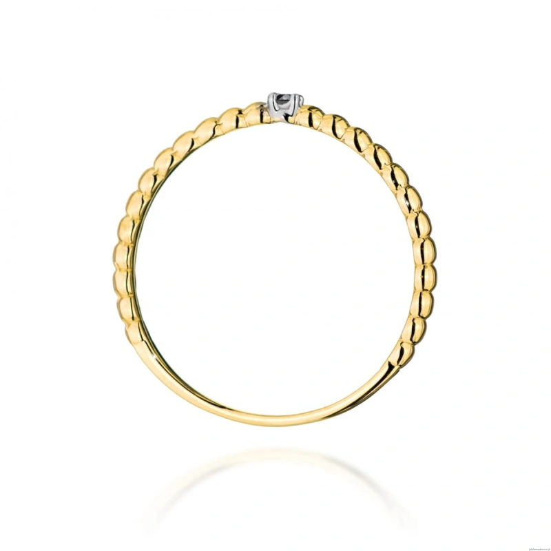 Pierścionek W0601 Czarny Diament 0,02ct żółte złoto