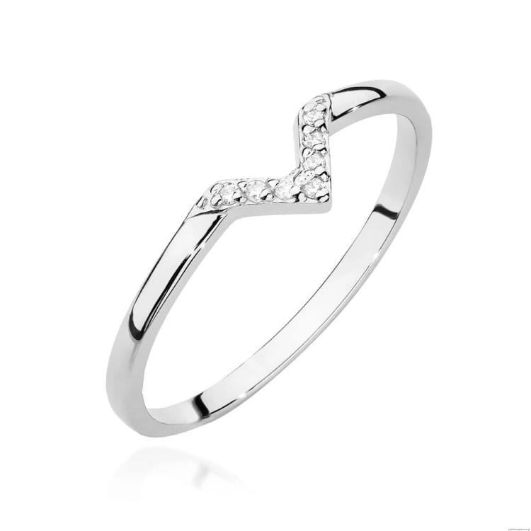 Pierścionek W0602 z diamentami białe złoto