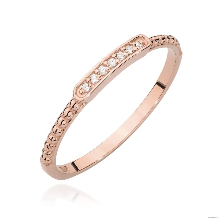 Pierścionek W0606 z diamentami różowe złoto