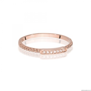 Pierścionek W0606 z diamentami różowe złoto