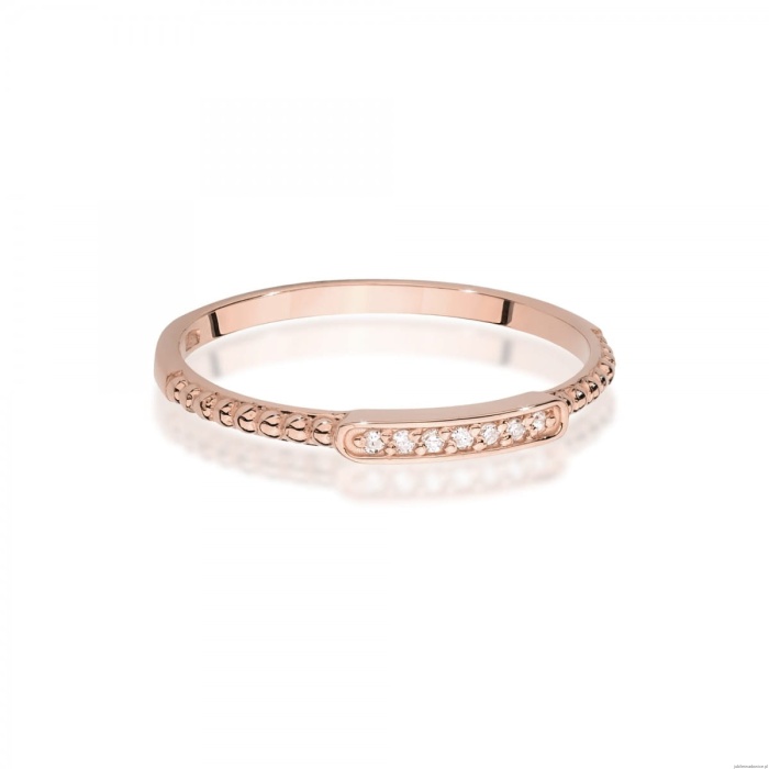 Pierścionek W0606 z diamentami różowe złoto