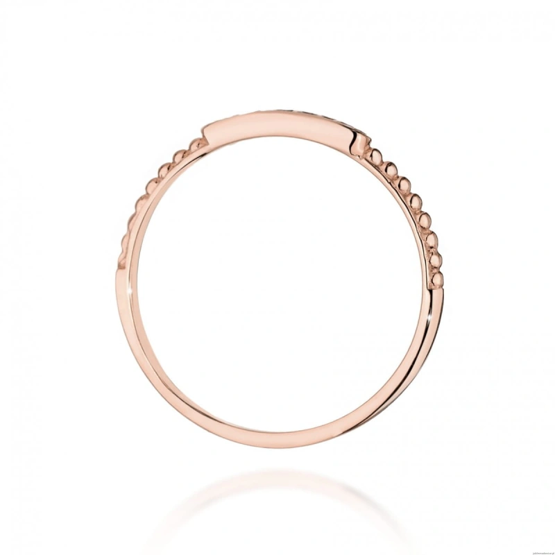 Pierścionek W0606 z diamentami różowe złoto