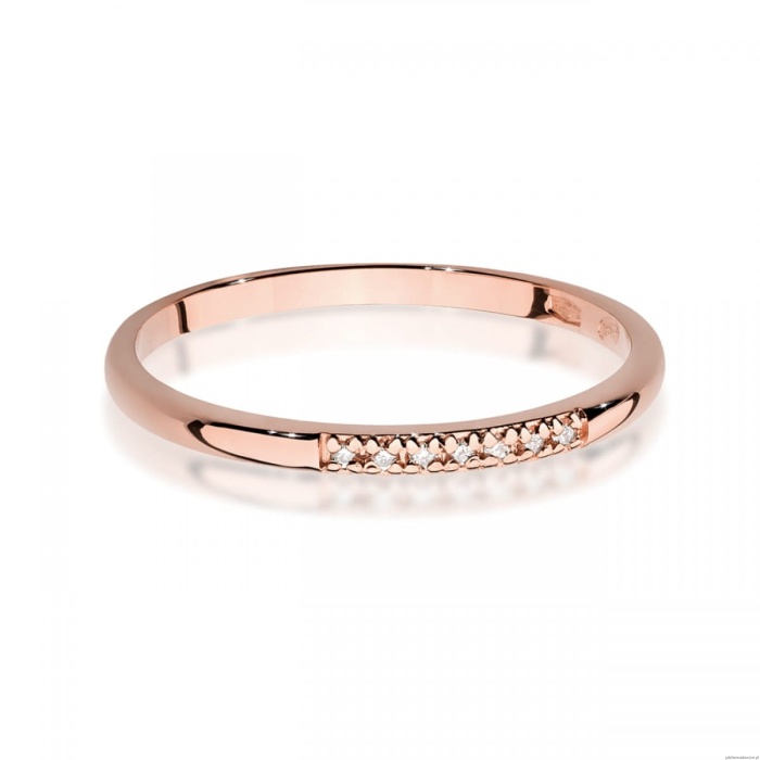 Pierścionek W0607 z diamentami różowe złoto