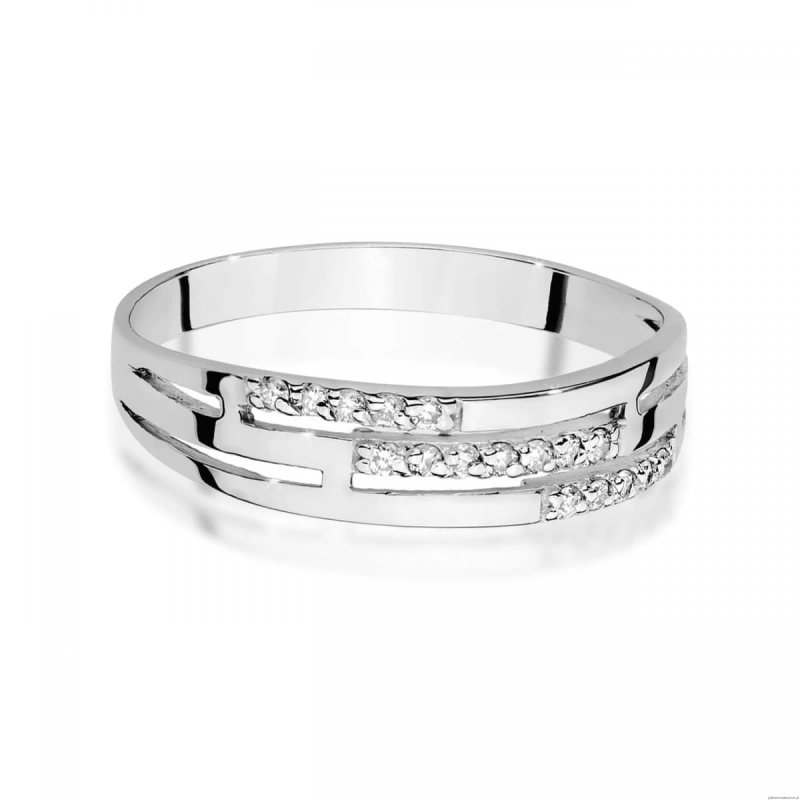 Pierścionek W0612 z diamentami białe złoto