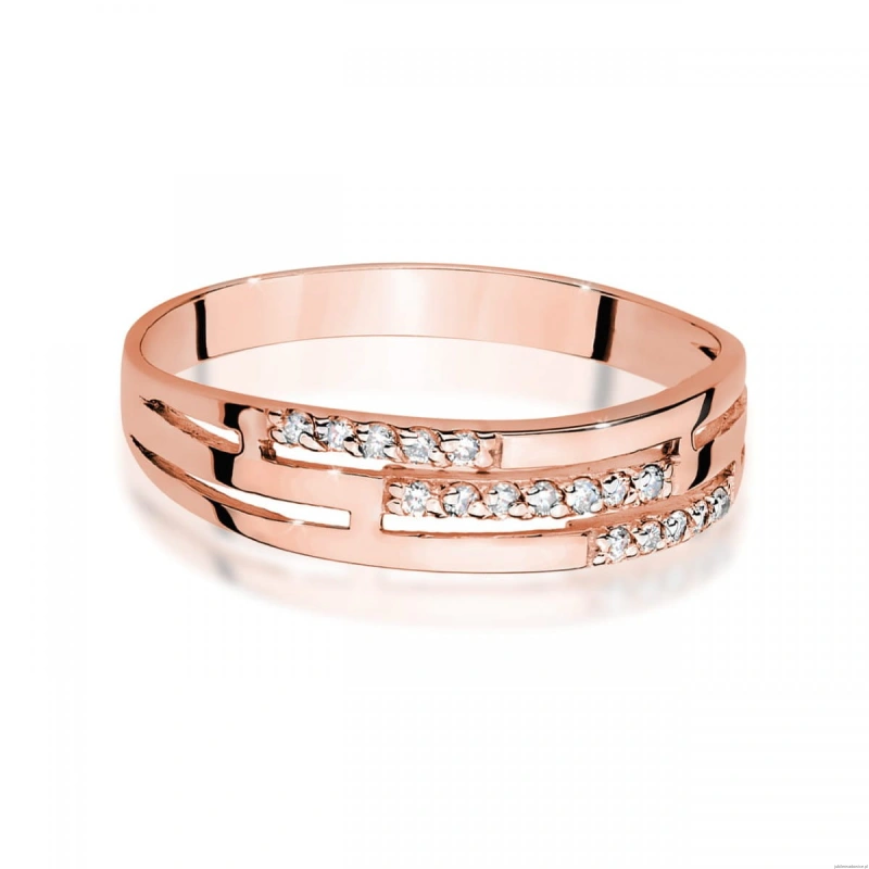 Pierścionek W0612 z diamentami różowe złoto