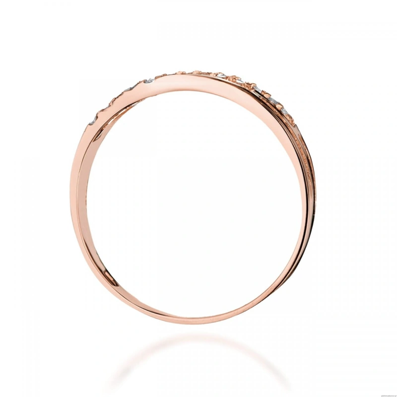 Pierścionek W0612 z diamentami różowe złoto