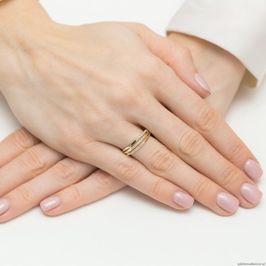 Pierścionek W0612 z diamentami żółte złoto